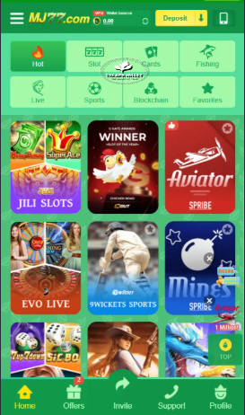 mj77 game user interface when logged in. 