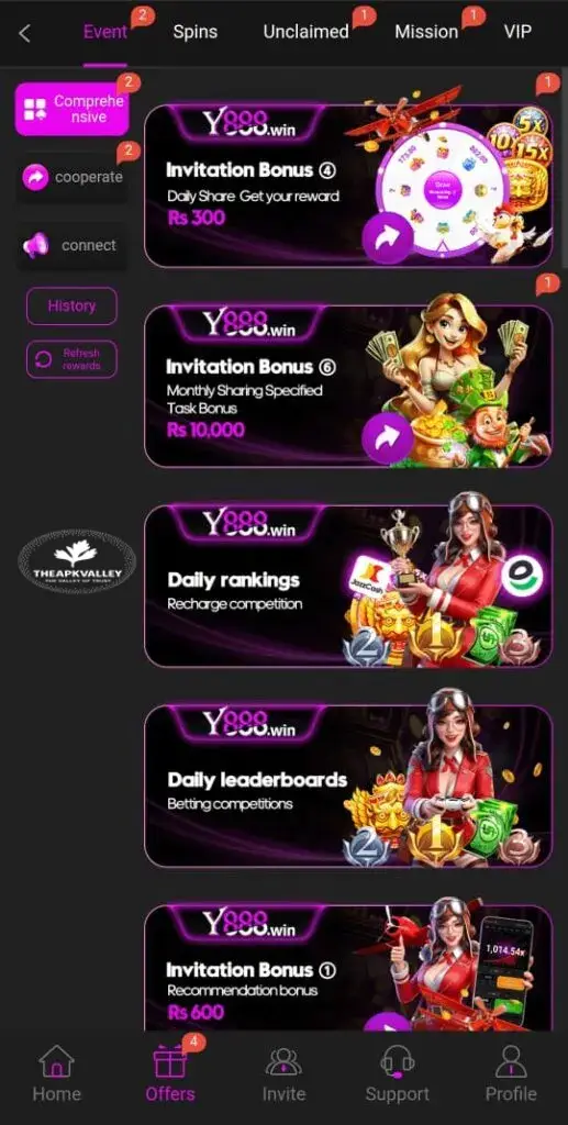 y888 games, representing invitation boneses