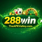 288Win Game official style logo with green background, gold 288 text, white win lettering and TheAPKValley.com watermark