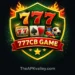 Creative 777CB Game logo featuring green shield design, red 777 numbers, gaming icons, and TheAPKvalley.com watermark at the bottom.